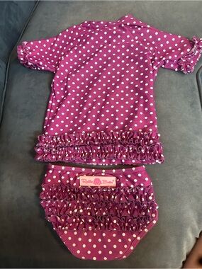 Ruffle Butts Purple Polka Dot Ruffle Swim Set